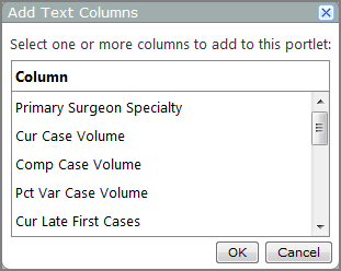 Example of an Add Text Column dialog box.