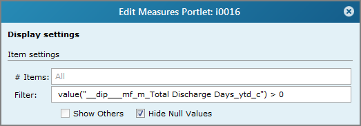 Edit measures portlet, display settings page.