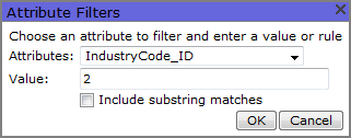 Attribute Filters dialog box.