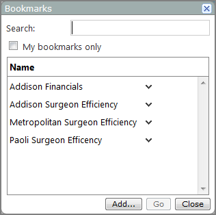 Example of the Bookmarks dialog box.