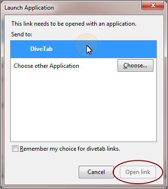 Launch Application dialog box. 