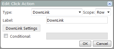 An example of an Edit Click Action, DownLink dialog box.