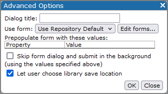 Advanced options dialog box.