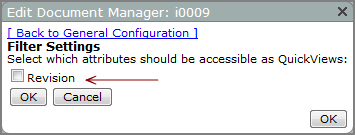 An example of an Edit Document Manager, Filter Settings dialog box. 