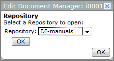 Edit Document Manager dialog box showing default setting.