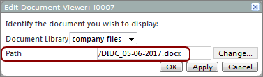 Popultaed Edit document viewer dialog box.