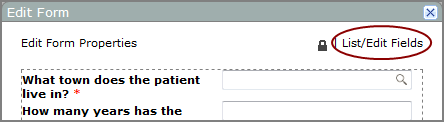 Location of the list edit fields option.