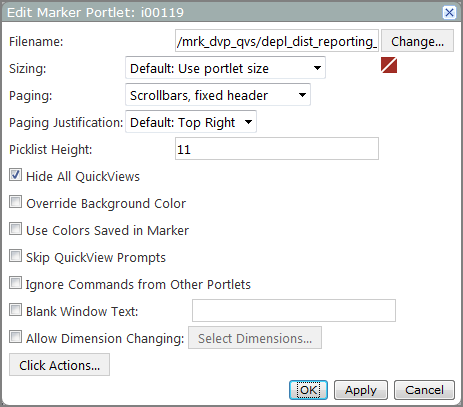 Example of the edit marker portlet dialog box.