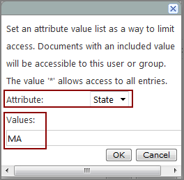 Seta attribute values list dialog box.