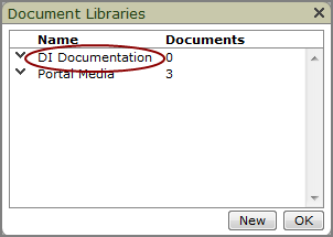 Document libraries list showing the new library added.