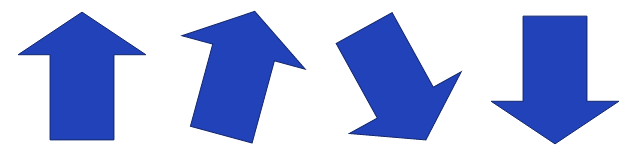 Four blue Slope Indicators: an arrow pointing directly up, an arrow pointing up and to the right, an arrow pointing down and to the right, and an arrow pointing down.