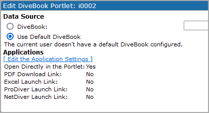 Edit DiveBook Portlet Applications