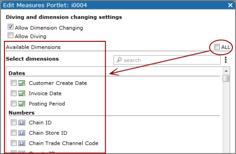 Selecting change dimentions options.