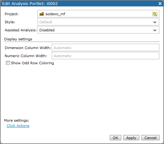 Edit analysis portlet dialog box.