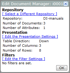 Edit Document Manager options dialog box.