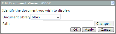 An example of the edit document viewer dialog box showing default options.