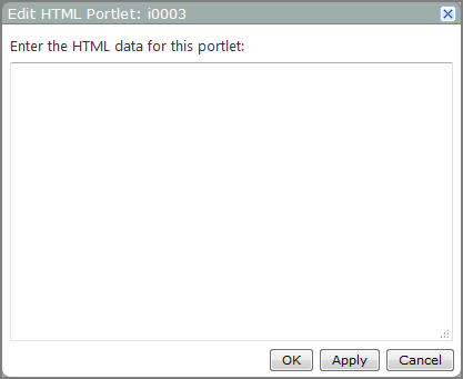 Example of the edit HTML portlet dialog box.