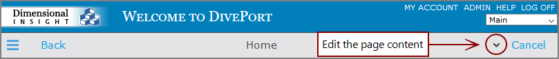 Location of the edit page content chevron.