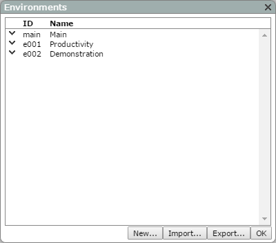 Environments dialog box.