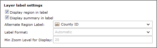 Edit map portlet, layer label settings dialog box.