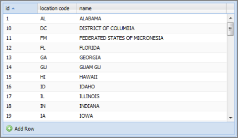 Example of a table editor portlet.