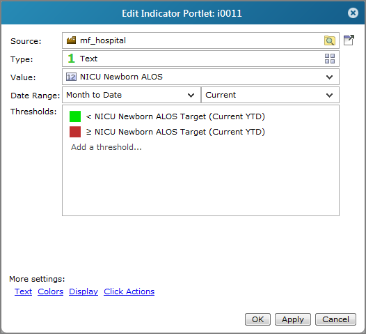 Edit indicator portlet, text dialog box.