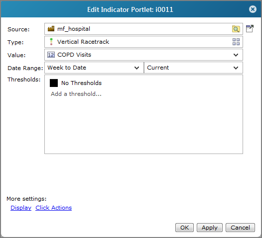 Edit indicator portlet, vertical racetrack dialog box.