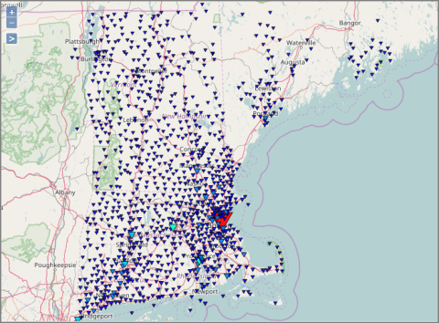 Example of a point map showing the location of coffee shops.