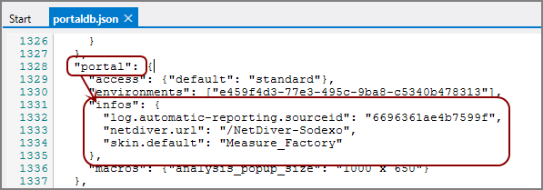 Sample portaldb.json file.