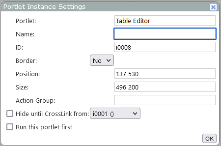 Portlet instance settings dialog box 