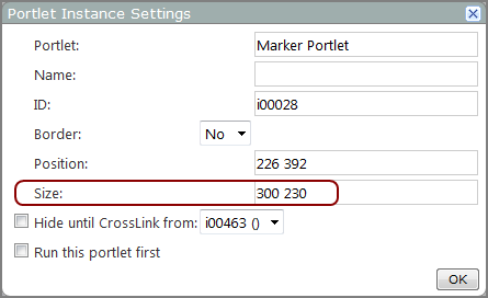 Portlet instance settings dialog box.