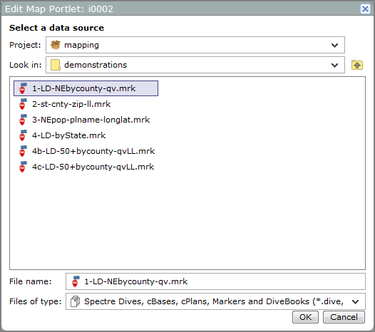 Example of a Select a data source dialog box.