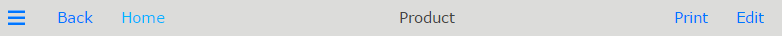 Title bar of a locked DivePort page with side bar icon, Back, Home, Print, and Edit buttons, and page title (Products).