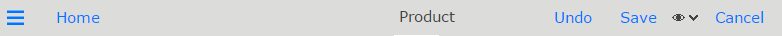 Title bar of an unlocked DivePort page with side bar icon, Home, Undo, Save, and Cancel buttons, hidden portlet icon (eye), chevron, and page title (Products).