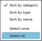 Sort or select dimensions menu.