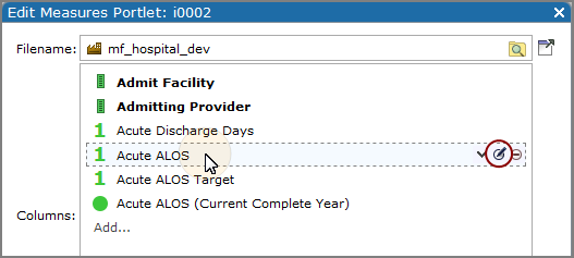 How to open the edit this indicator column dialog box. 