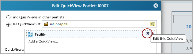 Edit QuickView Portlet page showing the Edit this QuickView option.