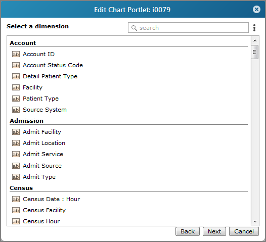 Edit chart portlet, select a dimension page.