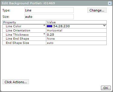 Edit Background portlet dialog box with the type set to line.