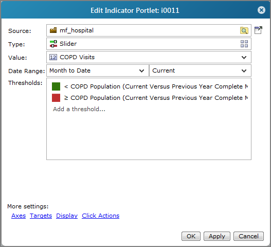 Edit indicator portlet, slider dialog box.