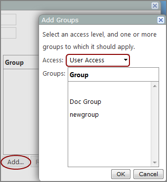 Add Groups dialog box.