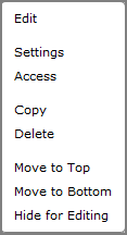 Portlet context menu.