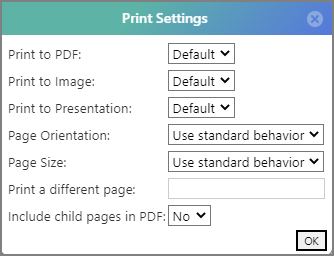 The My Library Print Settings dialog box.