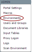 DivePort Admin menu