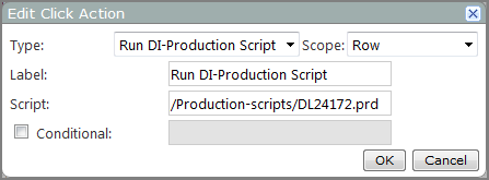 An example of an Edit click action dialog box.