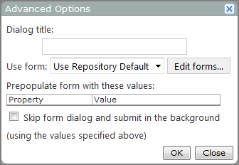 Advanced options dialog box.