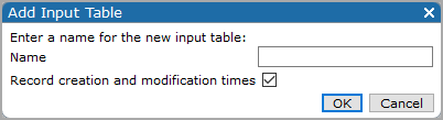 Add input table dialog box.