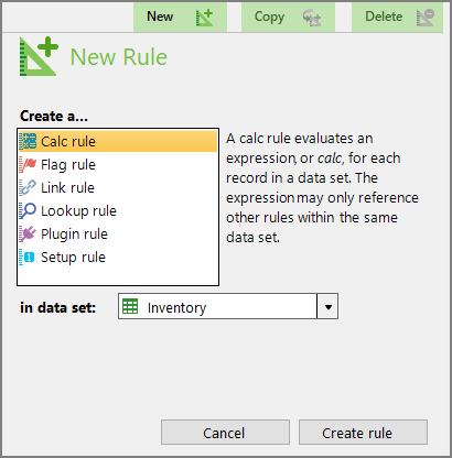 Select Rule Type Dialog Box