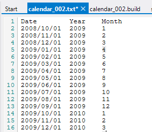 Portion of Sample Calendar Text File