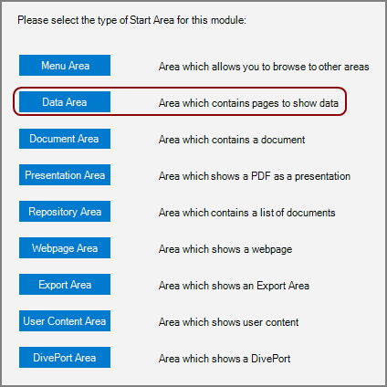 Data Area button in Workbench.